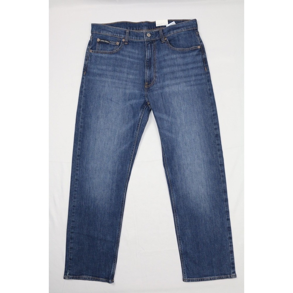 Calvin Klein Relaxed Straight Jeans 33x30 Montauk Stone Wash Stretch Mid Rise